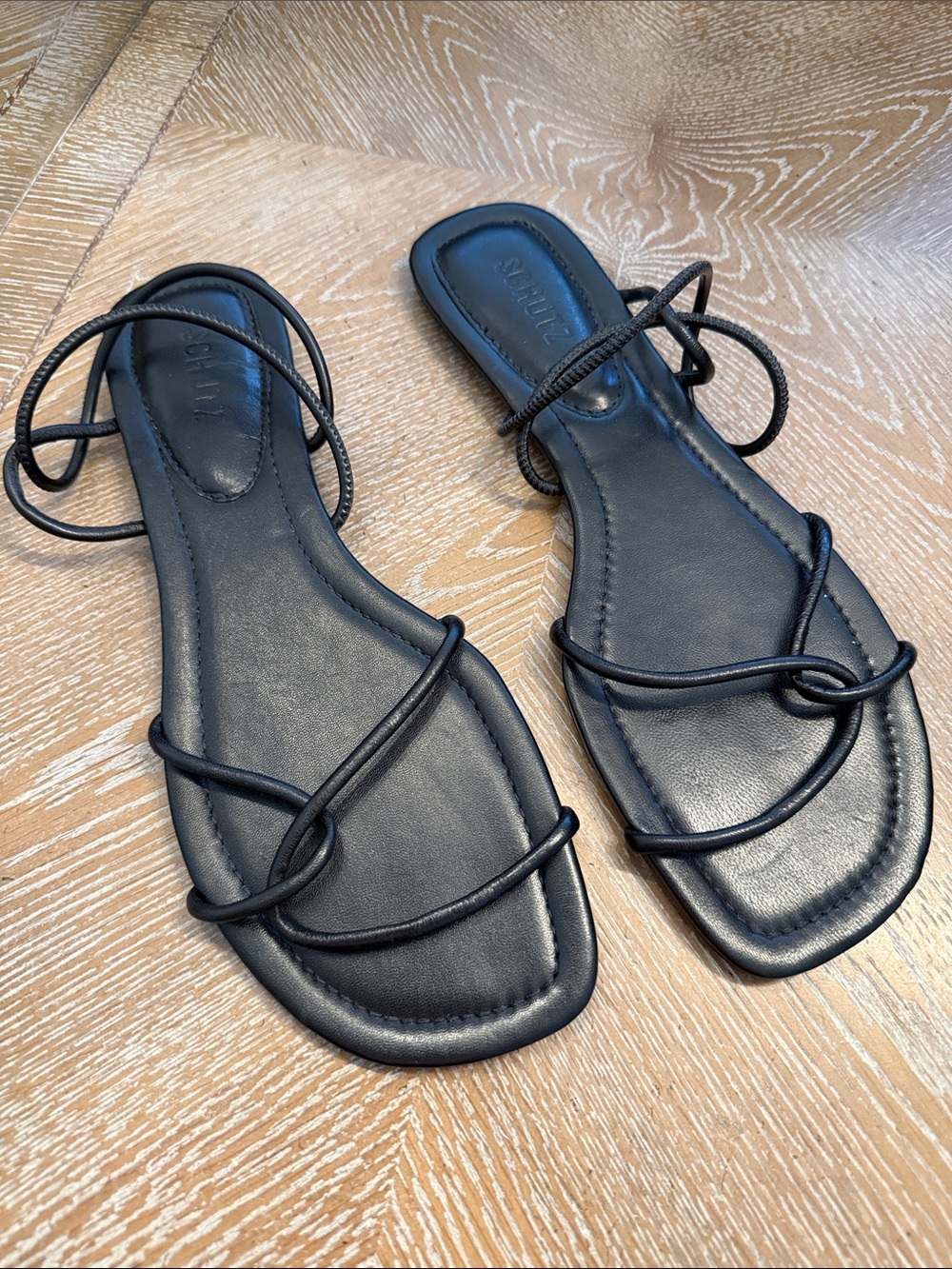 SCHUTZ Black Strappy Flat Sandals - Women's Lightweight Slide 11